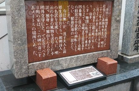 Monument of Residence of Ogai Mori in Kyomachi