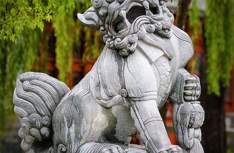 Stone Statue of Lion in Nakajima-ku East