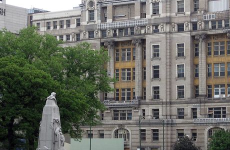 The building of the county hospital
