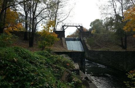 The Bridge With Dam Outlet On River Strelka